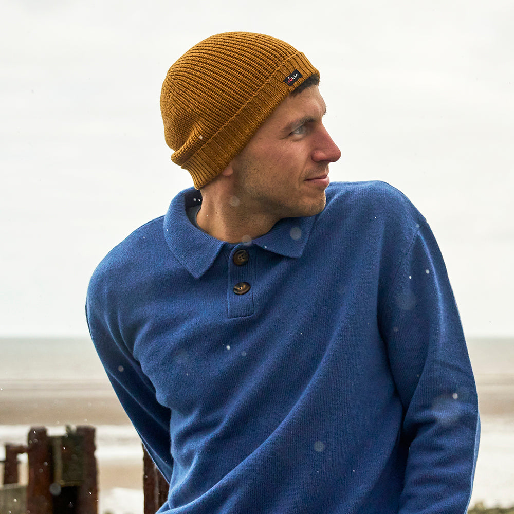 Merino Fisherman Beanie (Mustard)