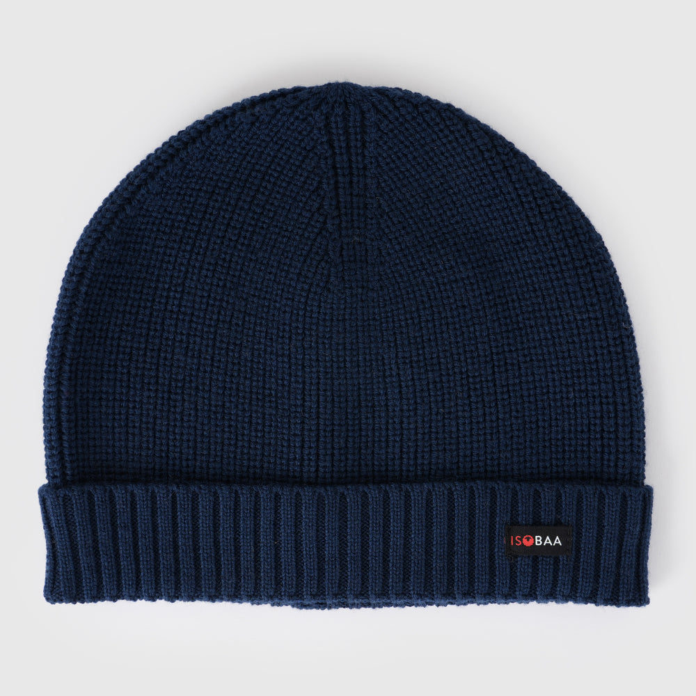 Merino Fisherman Beanie (Navy)