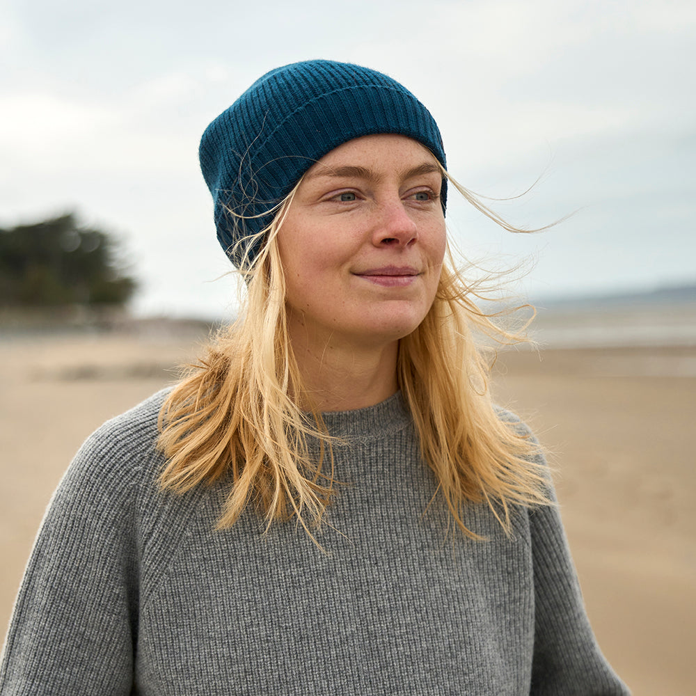 Merino Fisherman Beanie (Petrol)