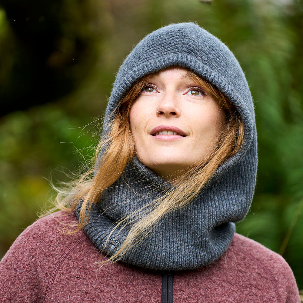 Merino-Strickkapuze (Smoke)