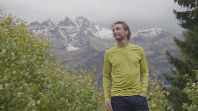 Isobaa | Mens 160 Merino Active Long Sleeve Crew (Lime) | Elevate your active wardrobe with our Men's 160 Merino Active Long Sleeve Crew, expertly crafted from 160g 18.5 micron superfine merino wool | align: 75% 50% | Model: Baudoin