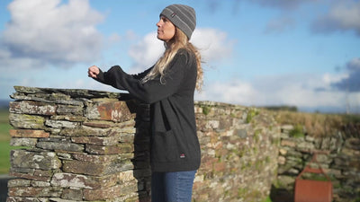 Isobaa | Womens Merino Open Cardigan (Black) | Wrap yourself in pure comfort with Isobaa's extra-fine Merino cardigan. | align: 50% 45% | Model: Amy