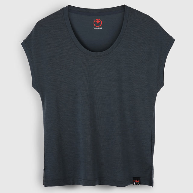 Womens Merino Blend 125 Ultrafine SS Scoop Top (Turbulence)