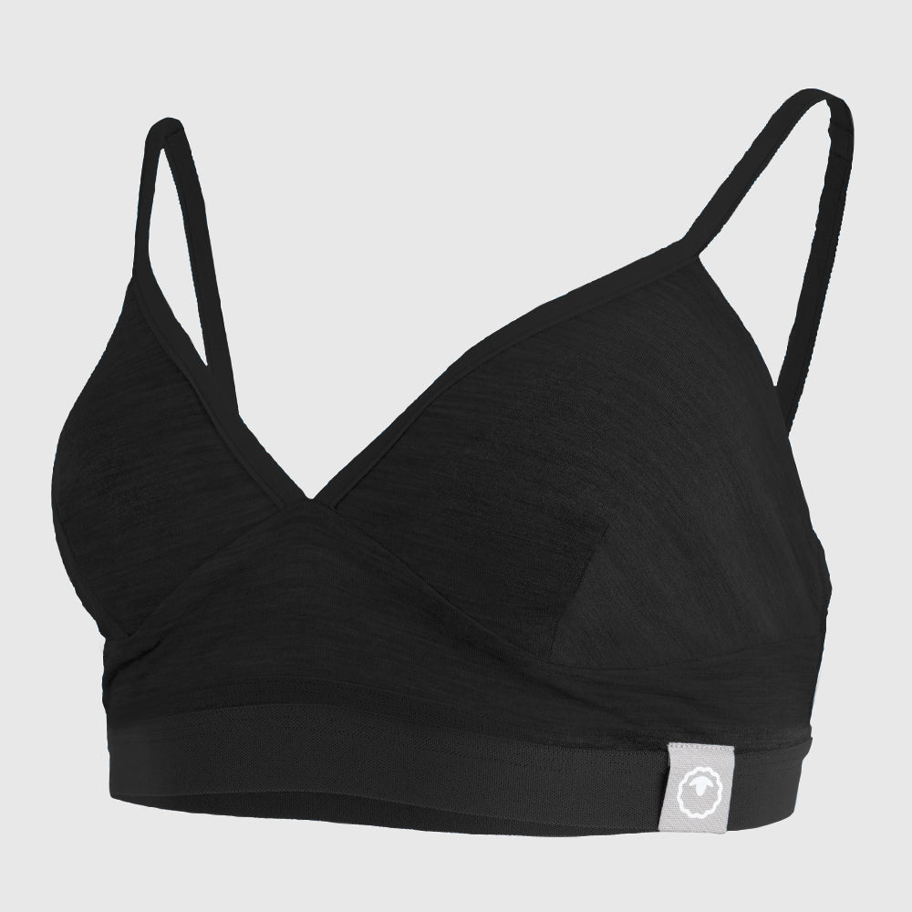 Womens Merino Blend 160 Bralette (Black Melange)