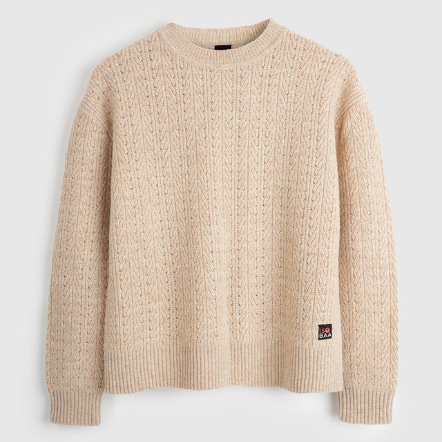Femme Pull col rond en mérinos Clover (Oatmeal)