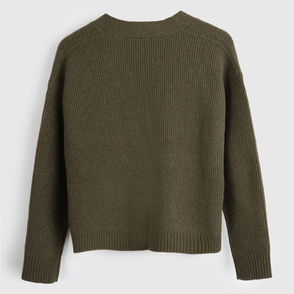 Damen Herdwick Merino Cardigan (Dark Olive)