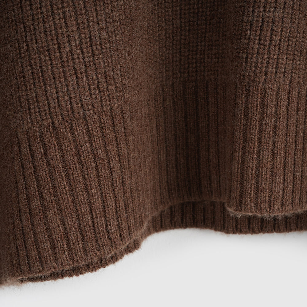 Damen Herdwick Merino Stehkragen-Pullover (Brown)