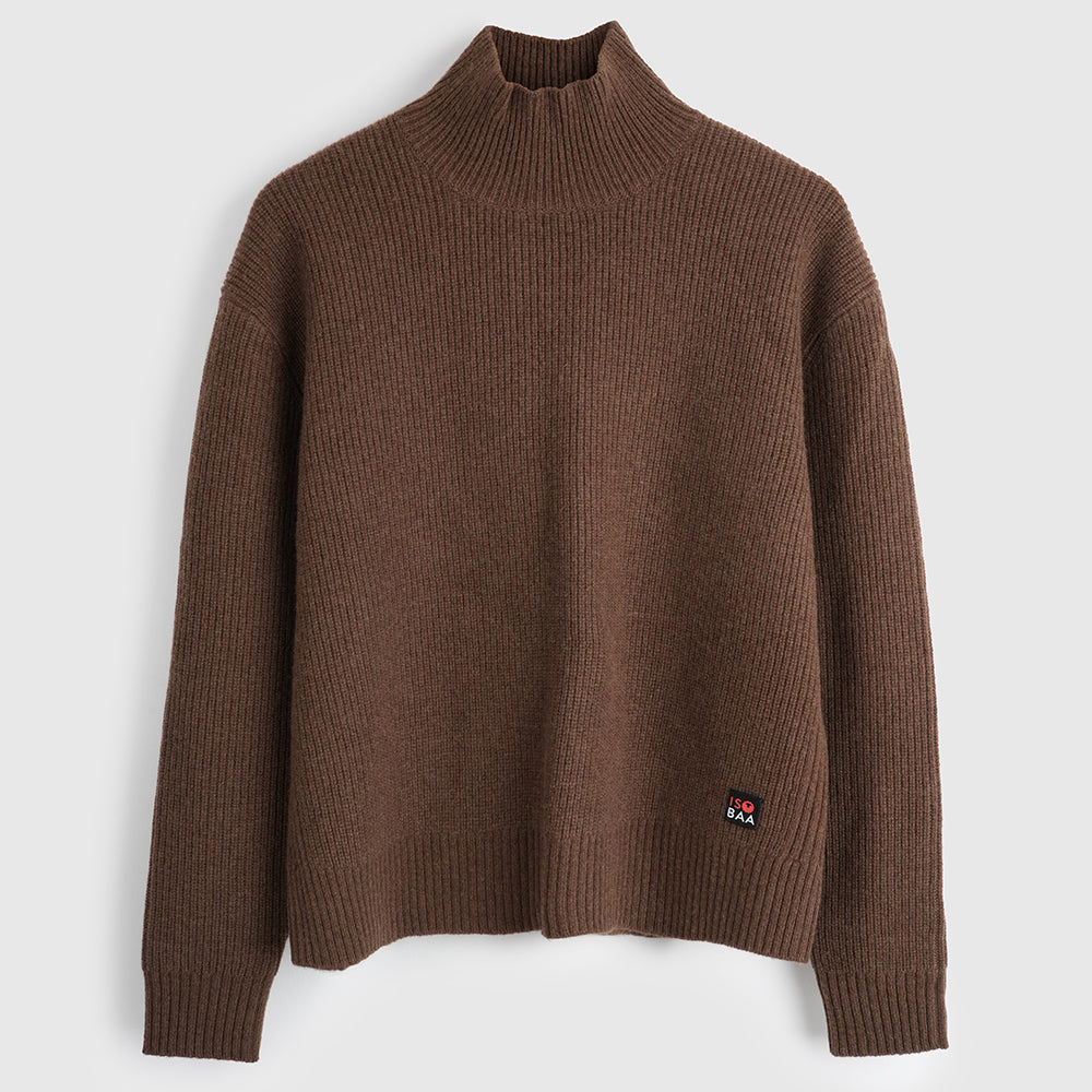 Damen Herdwick Merino Stehkragen-Pullover (Brown)