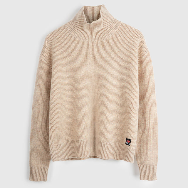 Damen Herdwick Merino Stehkragen-Pullover (Oatmeal)