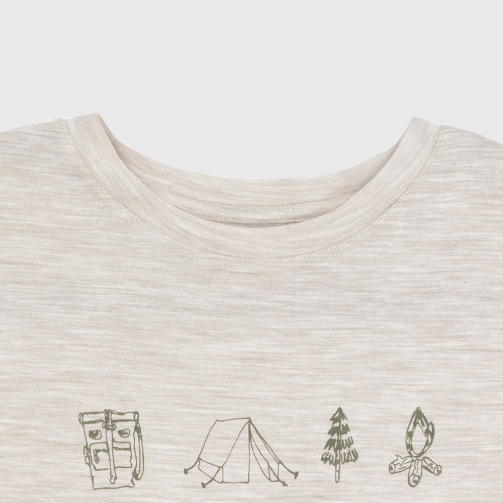 Womens Merino 150 Camping Relaxed Tee (Jute/Olive)