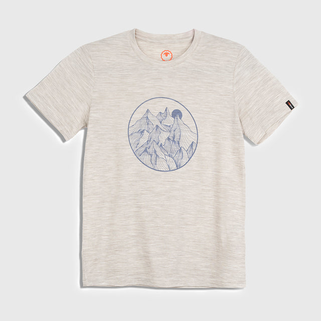 Womens Merino 150 Mountains Tee (Jute/Denim)