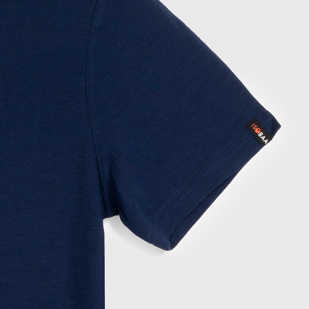 Womens Merino 150 Sketched Sunset Tee (Navy/Charcoal)