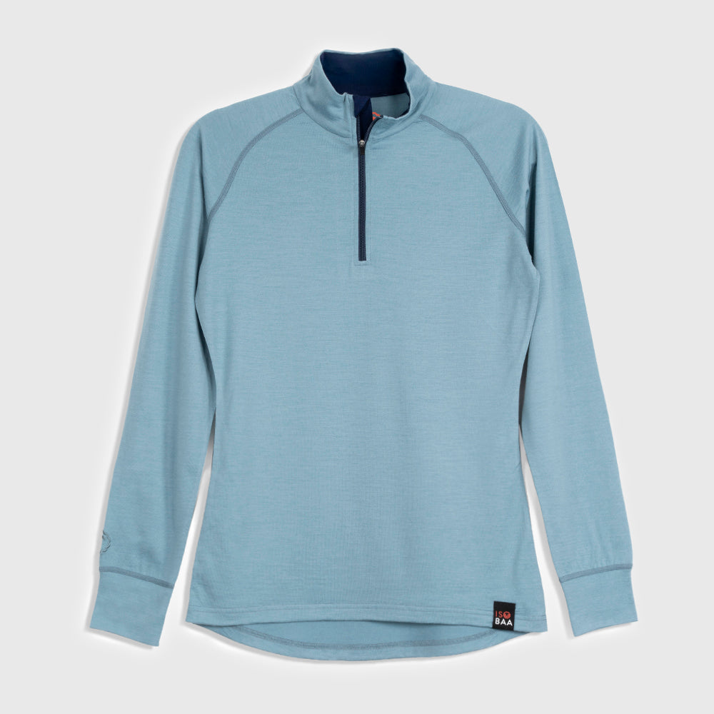 Womens Merino 200 Long Sleeve Zip Neck (Lagoon/Navy)