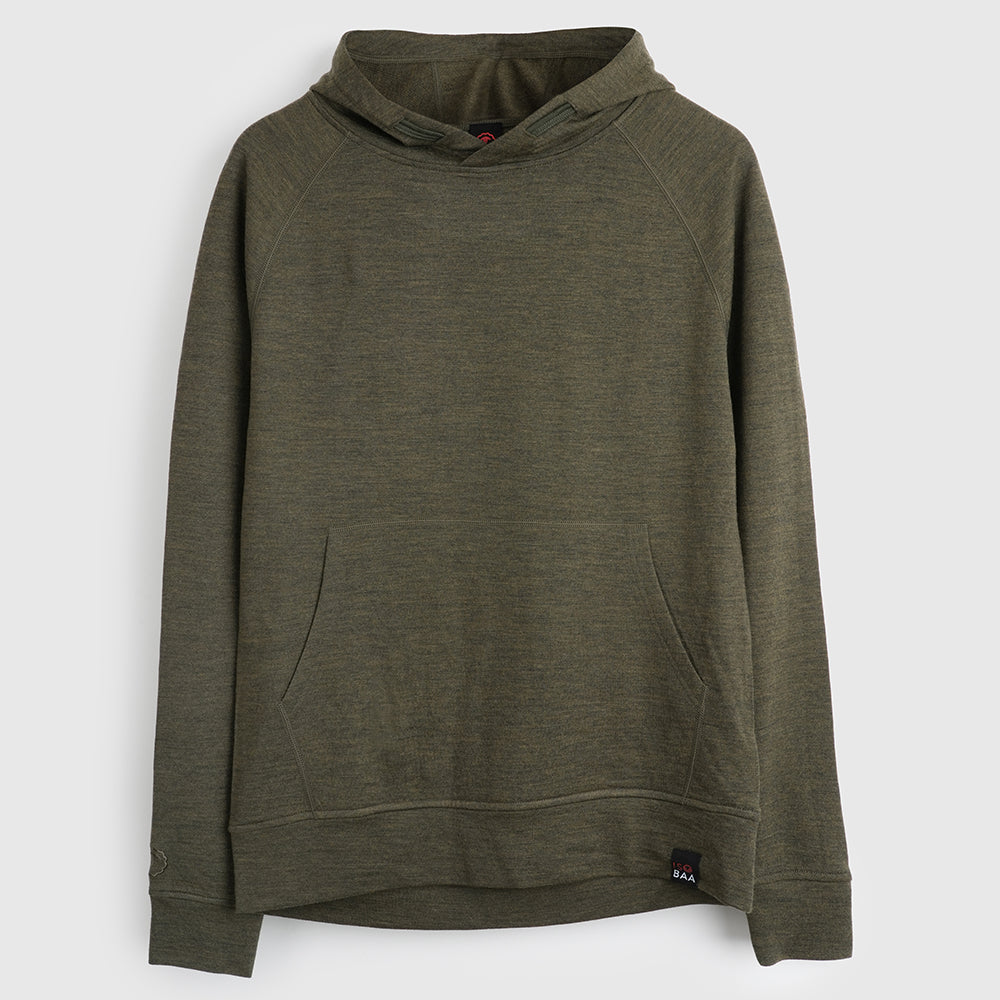 Womens Merino 260 Lounge Hoodie (Dark Olive)