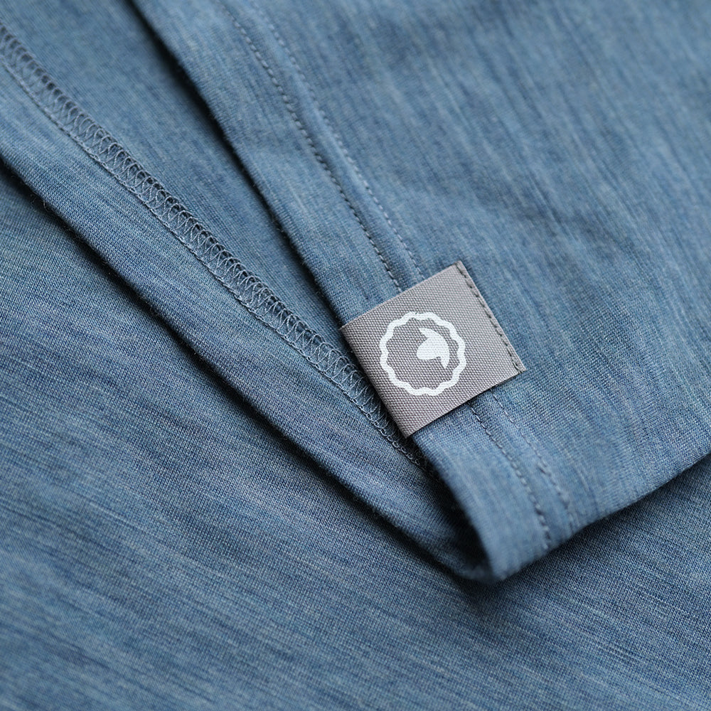 Isobaa | Womens Merino Blend 160 PJ Henley (Ocean Melange) | Embrace effortless comfort with Isobaa's Merino blend Henley.