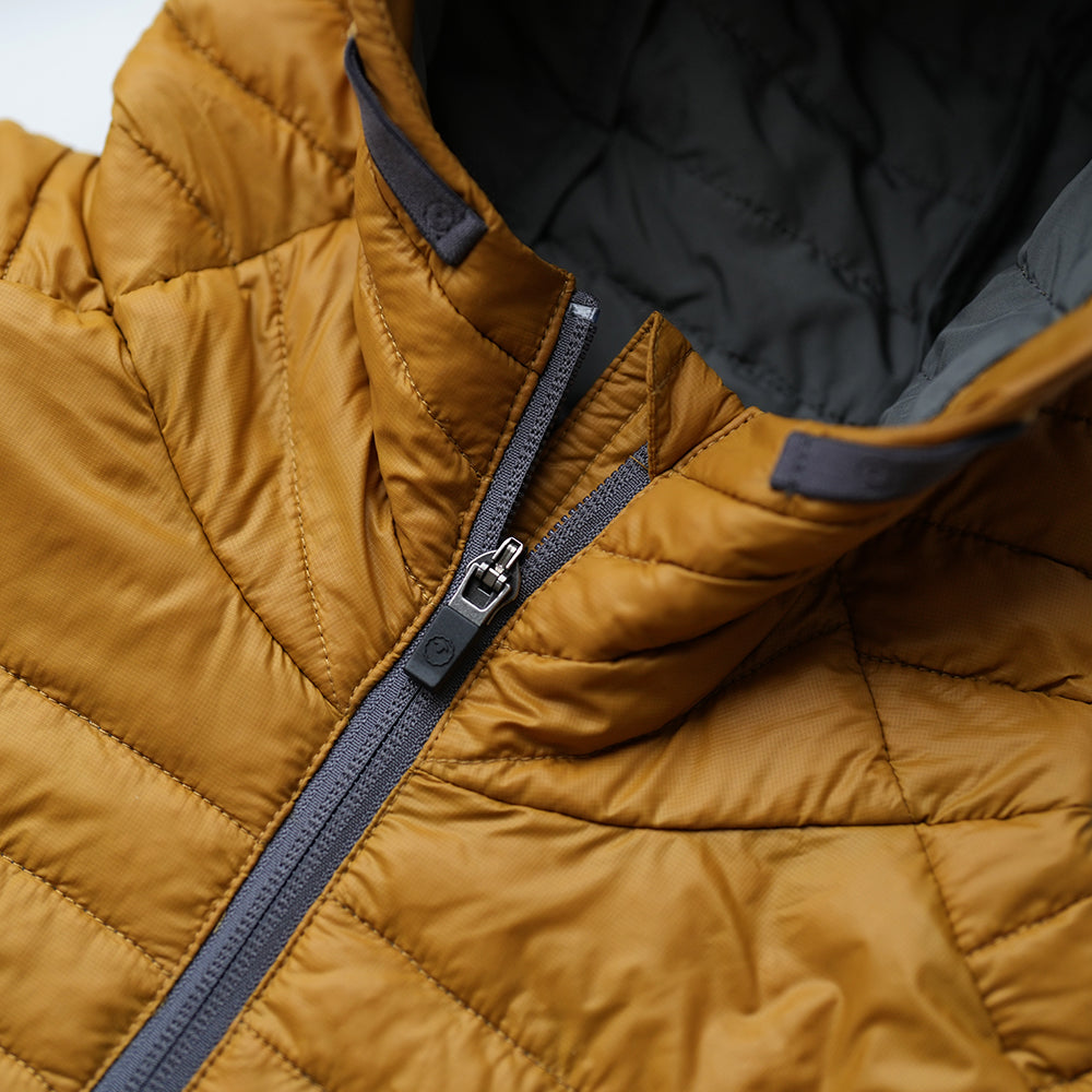 Isobaa | Womens Merino Wool Insulated Jacket (Mustard/Smoke) | Innovative and sustainable design with our Merino jacket.