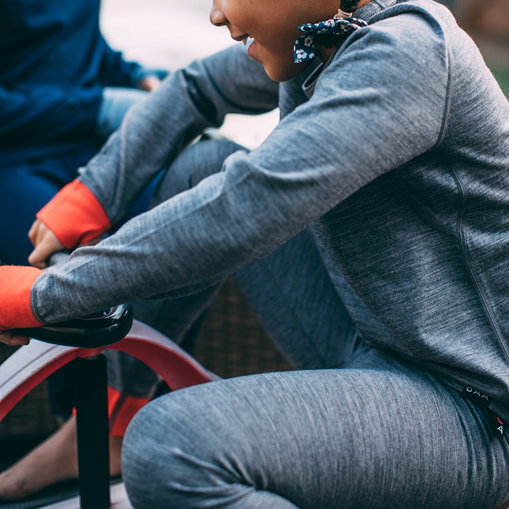 Isobaa | Junior Merino Blend 200 Leggings (Charcoal/Orange) | Gift all-day comfort and performance with Isobaa's Merino Wool tights.