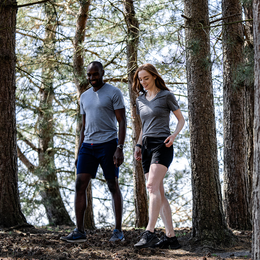 Isobaa | Mens Merino 150 V-Neck Tee (Sky) | Embark on new adventures with Isobaa's superfine Merino V-neck Tee. | Model: Michael