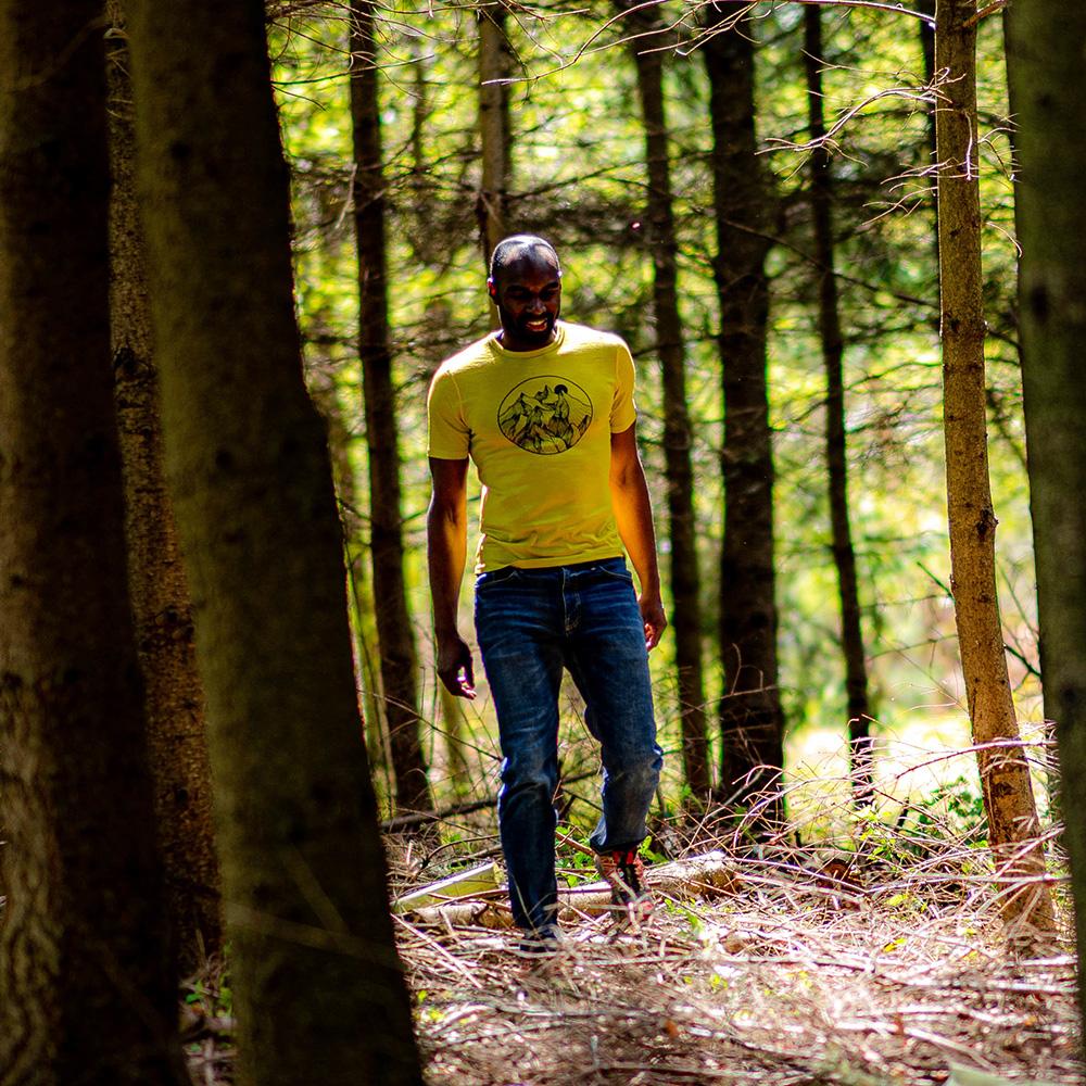 Isobaa | Mens Merino 150 Mountains Tee (Lime) | Gear up for adventure with our superfine Merino Tee. | Model: Michael