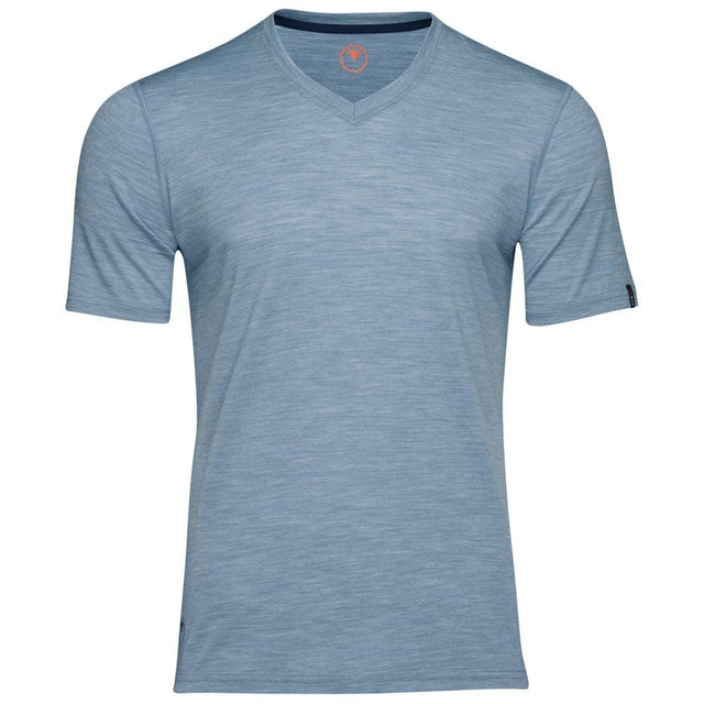 Isobaa | Mens Merino 150 V-Neck Tee (Sky) | Embark on new adventures with Isobaa's superfine Merino V-neck Tee.