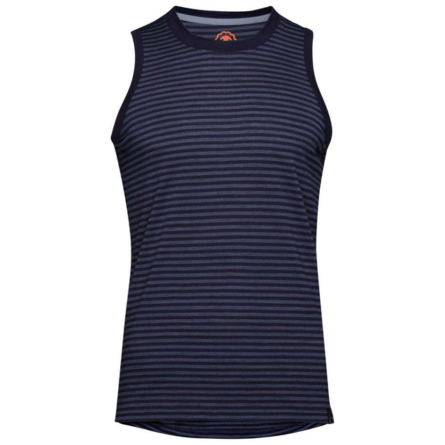 Isobaa | Mens Merino 150 Vest (Mini Stripe Navy/Denim) | Be ready for any adventure with Isobaa's superfine Merino sleeveless Vest.