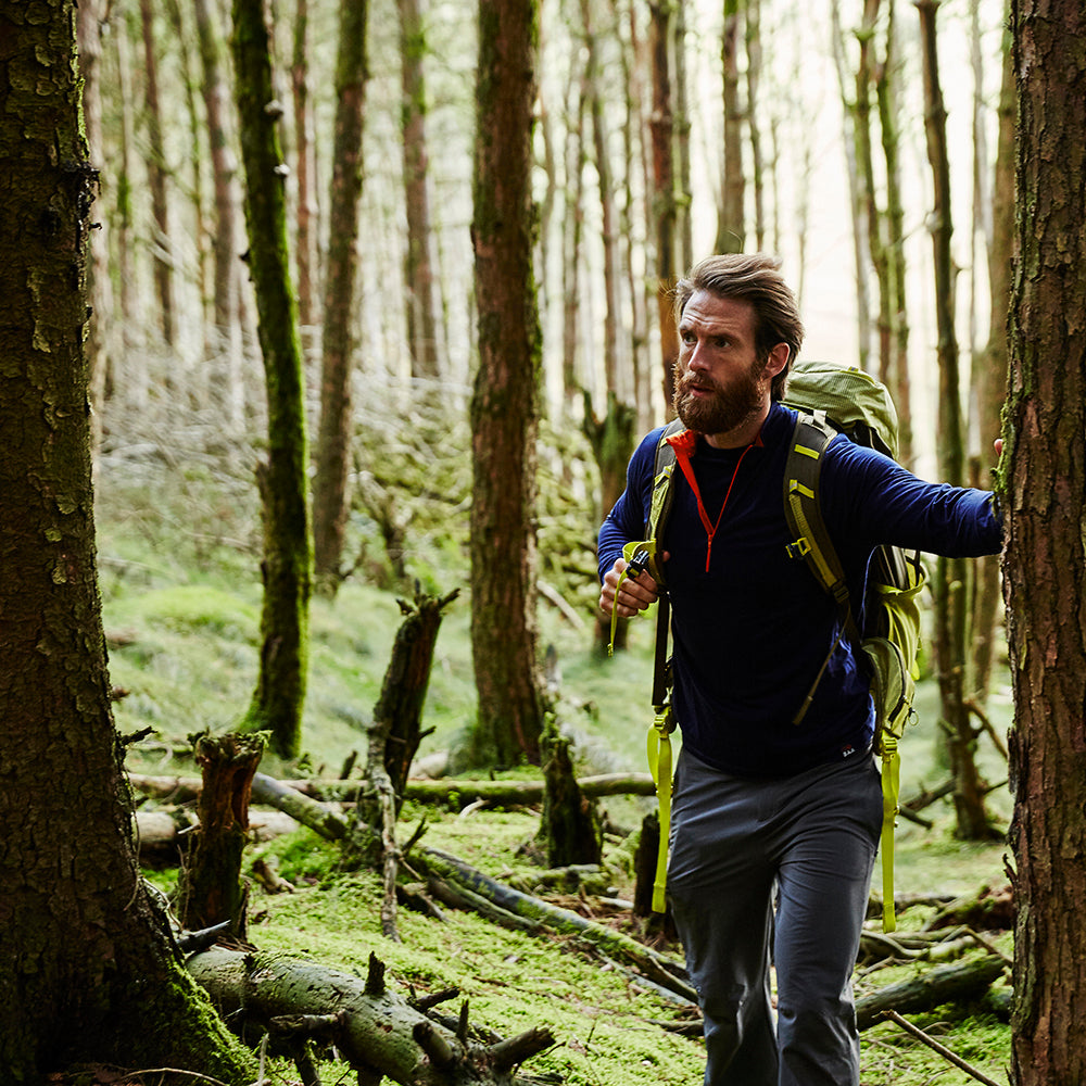 Isobaa | Mens Merino 200 Long Sleeve Zip Neck (Navy) | Experience the best of 200gm Merino wool with this ultimate half-zip top – your go-to for challenging hikes, chilly bike commutes, post-workout layering, and unpredictable weather. | Model: Craig