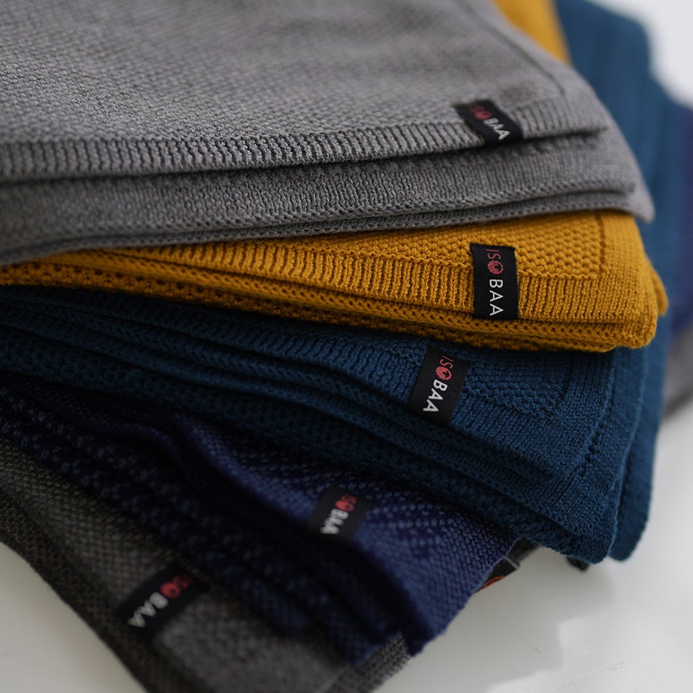 Isobaa | Merino Honeycomb Shawl (Mustard) | Chase away the chill in style with Isobaa's extra-fine Merino shawl.
