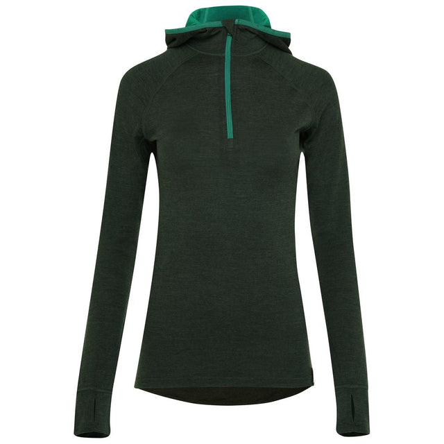 Isobaa | Womens Merino 200 Zip Neck Hoodie (Forest) | The ultimate 200gm Merino wool hoodie.